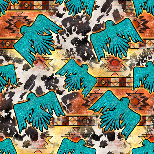 Western Thunderbird With Cowhide And Aztec - Vinyl Or Waterslide Seamless Wrap