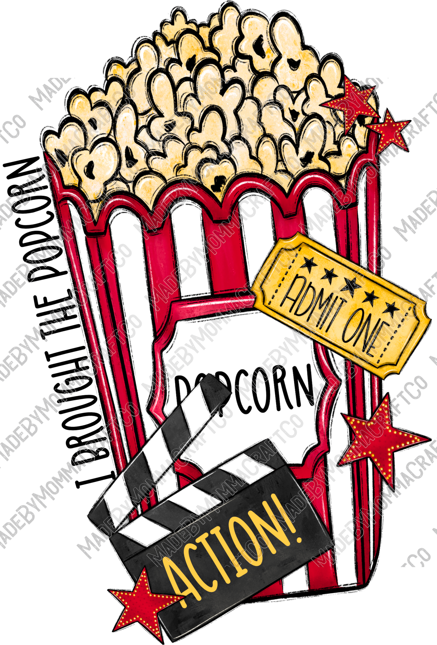Who Needs A TV I Brought The Popcorn - Cheat Clear Waterslide™ or White Cast Sticker