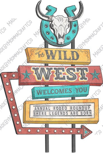 The Wild West Hotel Sign - Country Western - Cheat Clear Waterslide™ or White Cast Sticker