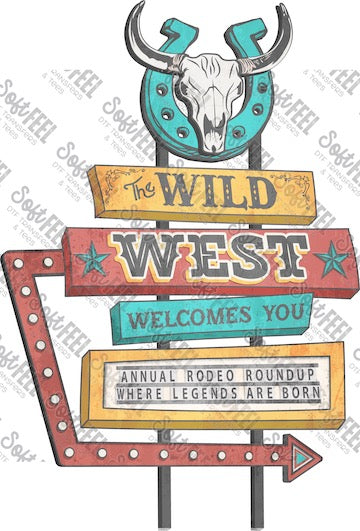 Wild West Rodeo Sign - Country Western - Direct To Film Transfer / DTF - Heat Press Clothing Transfer