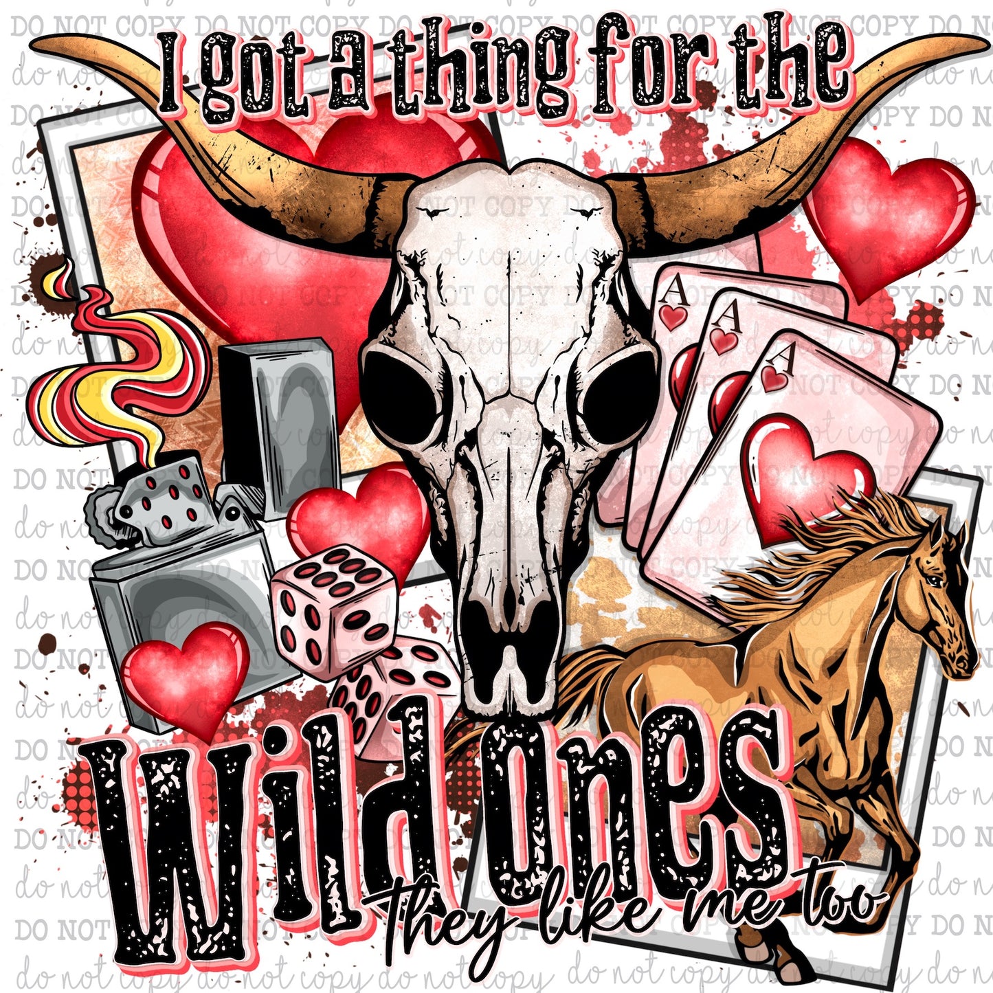 Wild Ones Horse Valentines Day - Country Western - Cheat Clear Waterslide™ or White Cast Sticker