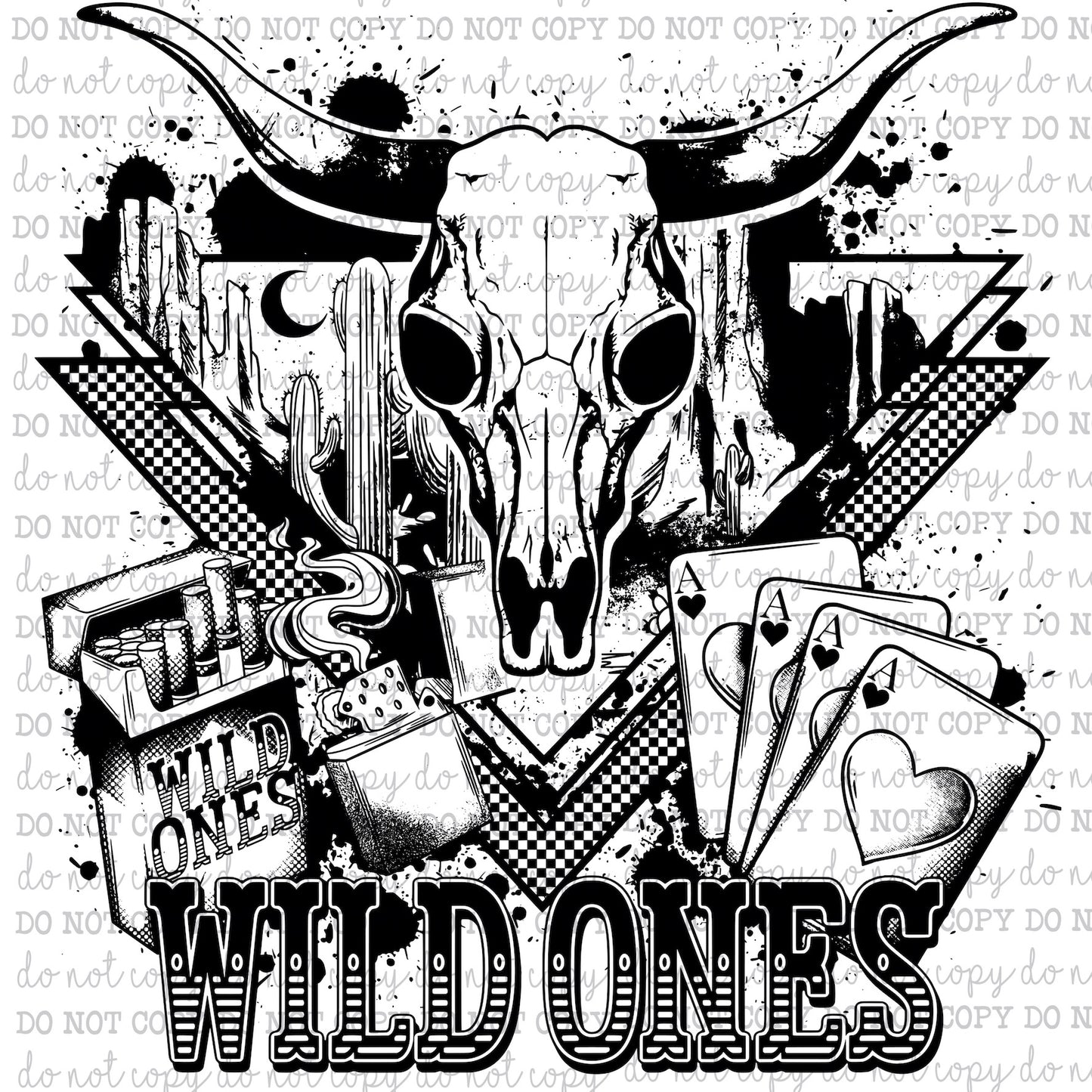 Wild Ones Skull - Country Western - Cheat Clear Waterslide™ or White Cast Sticker