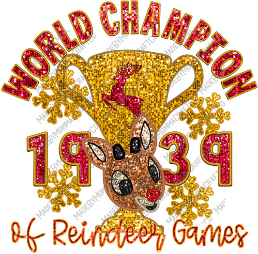 World Champion Of Reindeer Games - Christmas - Cheat Clear Waterslide™ or White Cast Sticker