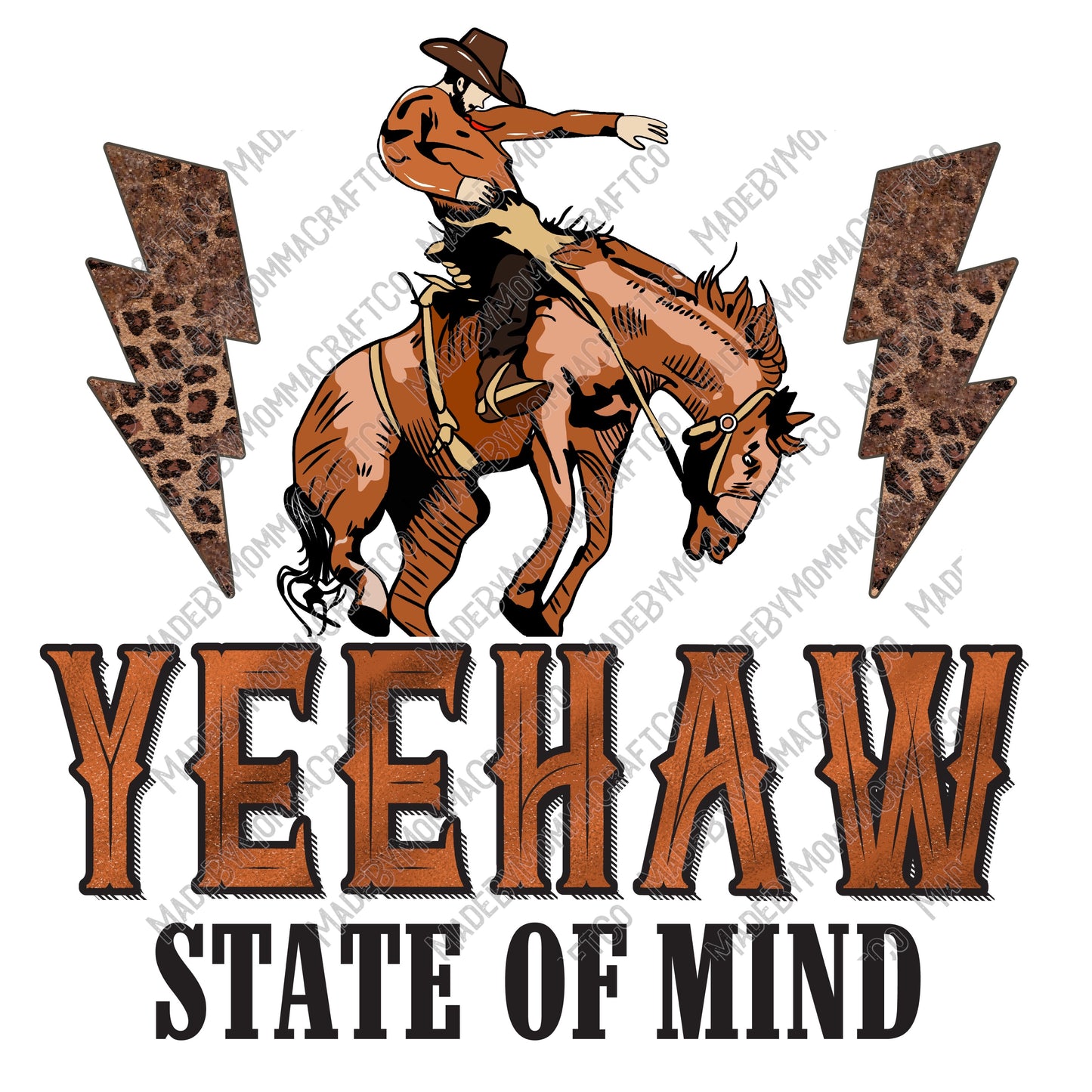 YeeHaw State Of Mind Country Western - Cheat Clear Waterslide™ or White Cast Sticker