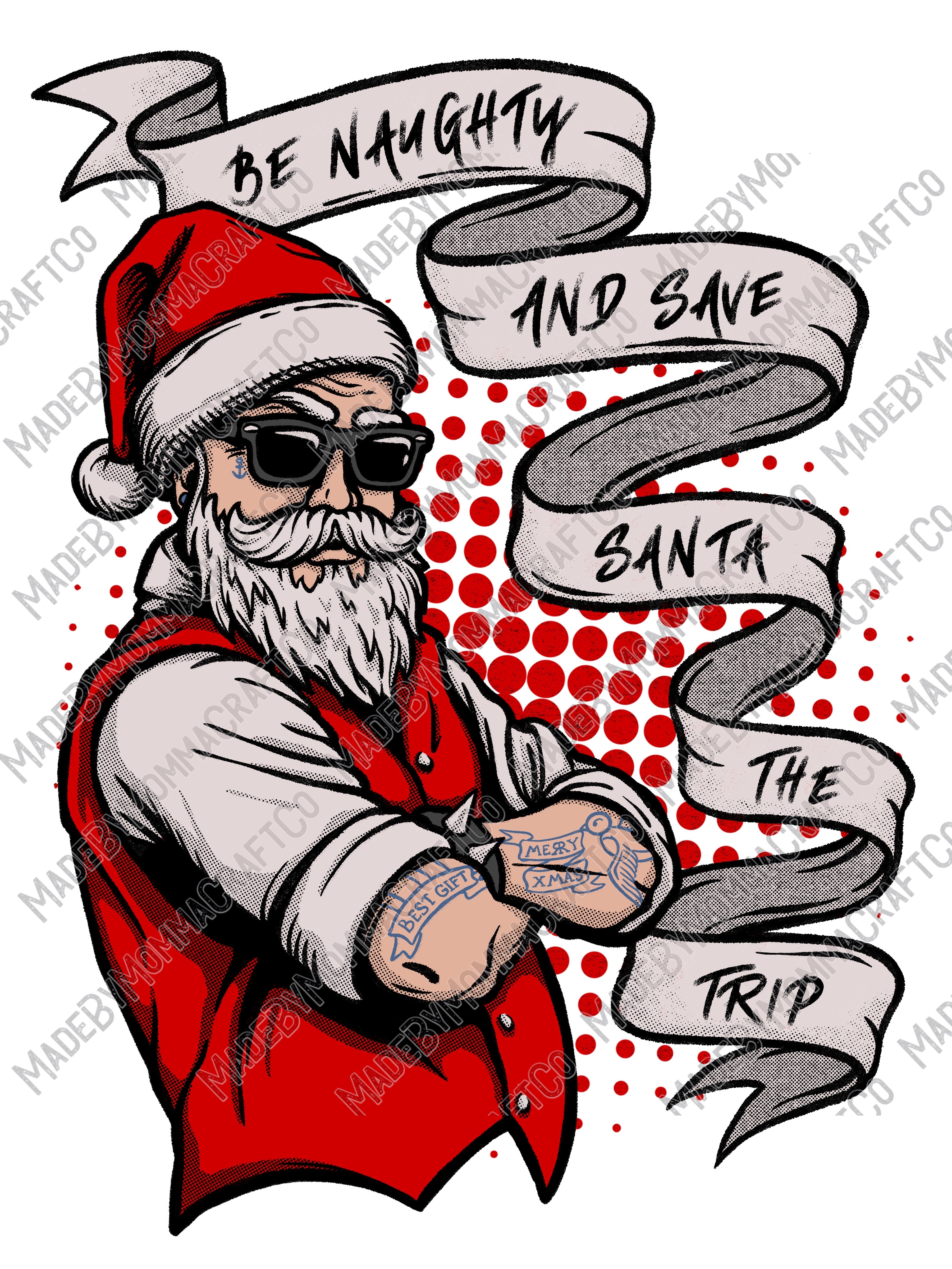 Be Naughty - Christmas - Cheat Clear Waterslide™ or White Cast Sticker