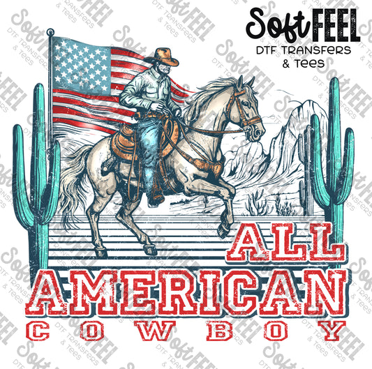 All American Cowboy - Men's / Western - Direct To Film Transfer / DTF - Heat Press Clothing Transfer