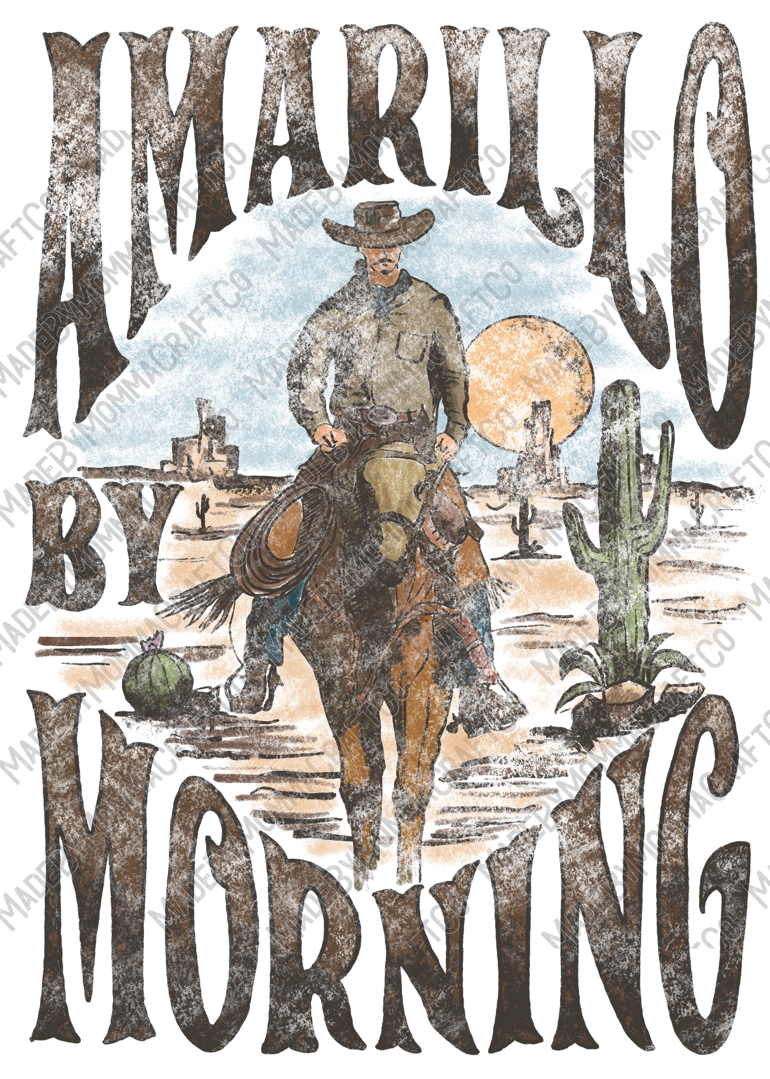 Amarillo - Vintage Western - Cheat Clear Waterslide™ or White Cast Sticker