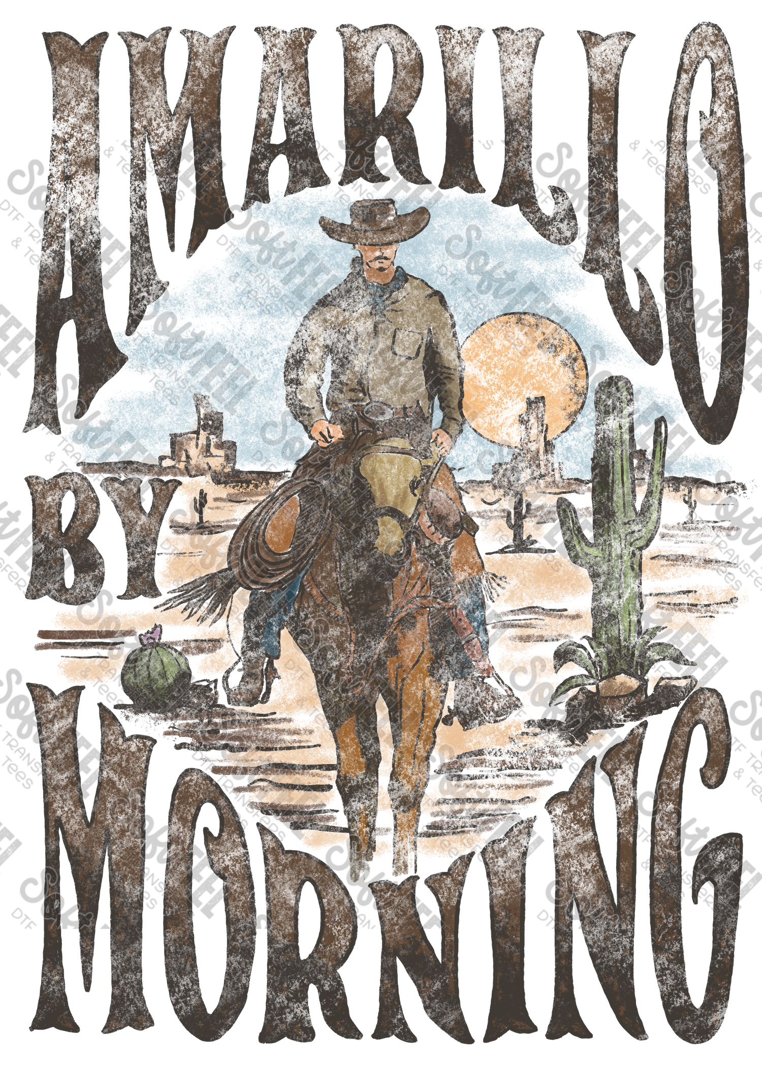 Amarillo - Music / Country Western - Direct To Film Transfer / DTF - Heat Press Clothing Transfer