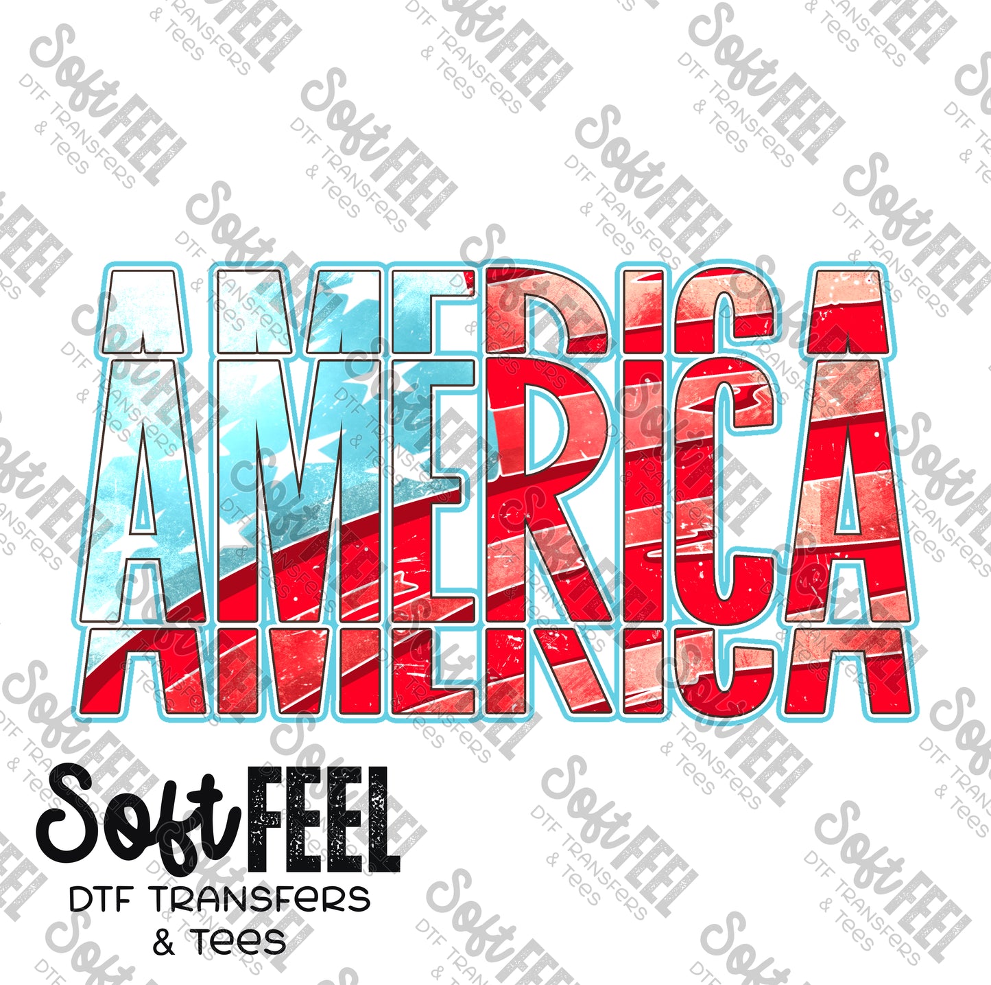 AMERICA - Patriotic / Retro - Direct To Film Transfer / DTF - Heat Press Clothing Transfer