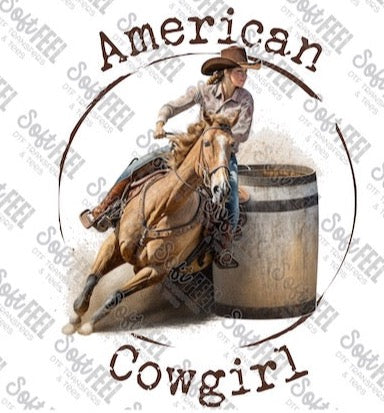 American Cowgirl Barrel Racing - Western - Direct To Film Transfer / DTF - Heat Press Clothing Transfer