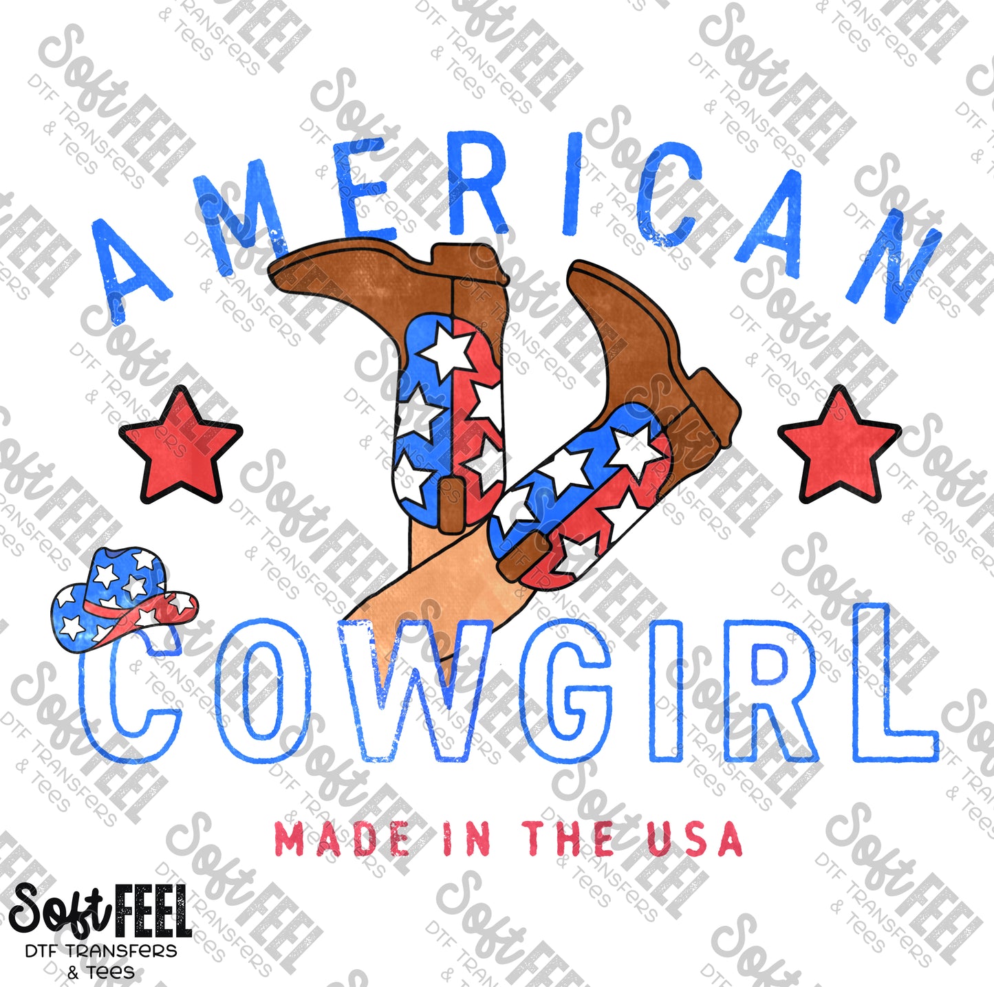 American Cowgirl Made in the USA - Country Western - Direct To Film Transfer / DTF - Heat Press Clothing Transfer