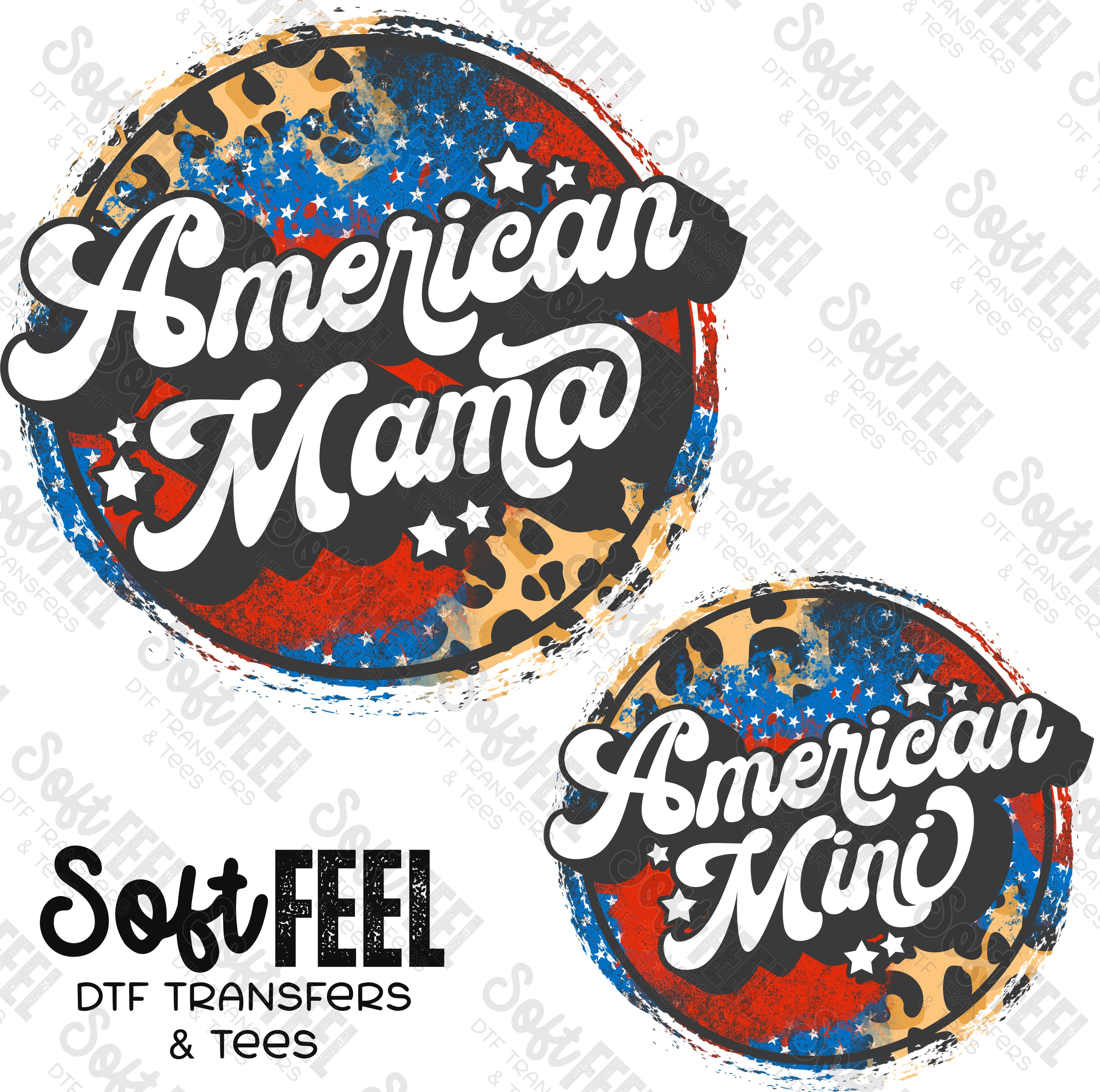 Mama Mini American Leopard - Mama Mini Set / Youth / Women&#39;s - Direct To Film Transfer / DTF - Heat Press Clothing Transfer