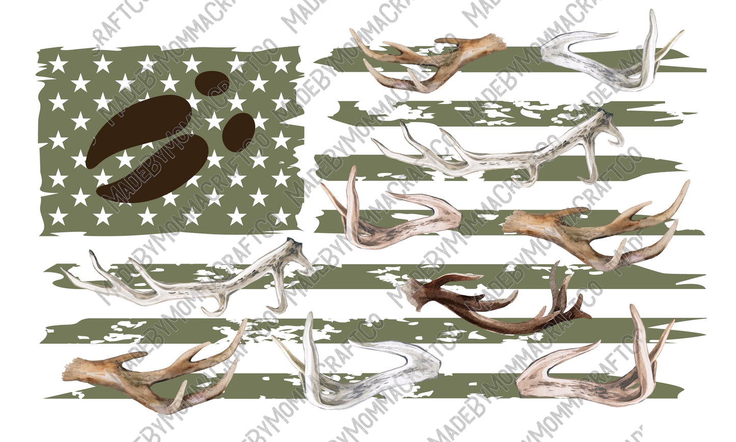 Antler Flag - Hunting / Country Western - Cheat Clear Waterslide™ or White Cast Sticker