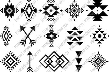 Aztec Tribal Shapes - Patches or Patterns - Cheat Clear Waterslide™ or White Cast Sticker