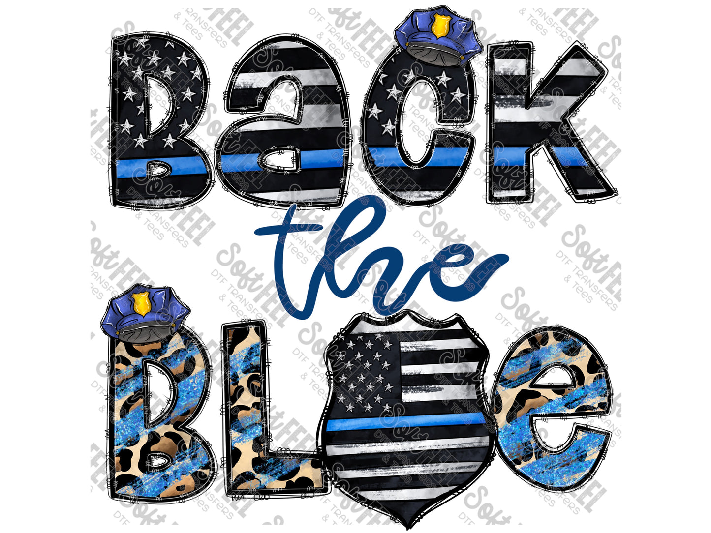 Back The Blue - Public Service / Police - Direct To Film Transfer / DTF - Heat Press Clothing Transfer