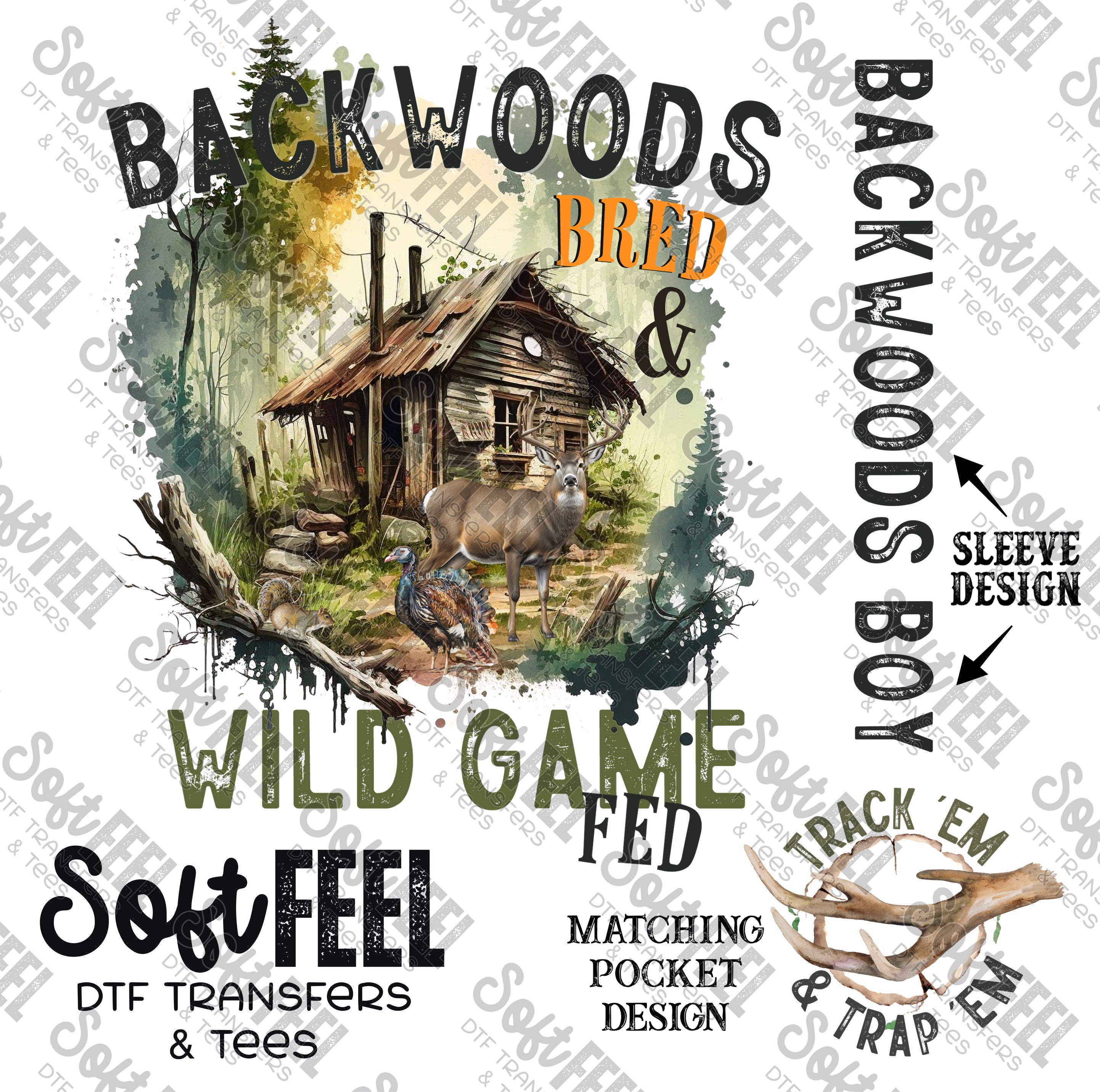 Backwoods Bred Wild Game Fed - Hunting / Men&#39;s / Youth - Direct To Film Transfer / DTF - Heat Press Clothing Transfer