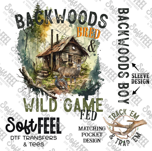Backwoods Bred Wild Game Fed - Hunting / Men's / Youth - Direct To Film Transfer / DTF - Heat Press Clothing Transfer