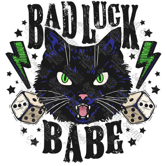 Bad Luck Babe Black Cat - Halloween horror / Animals - Direct To Film Transfer / DTF - Heat Press Clothing Transfer