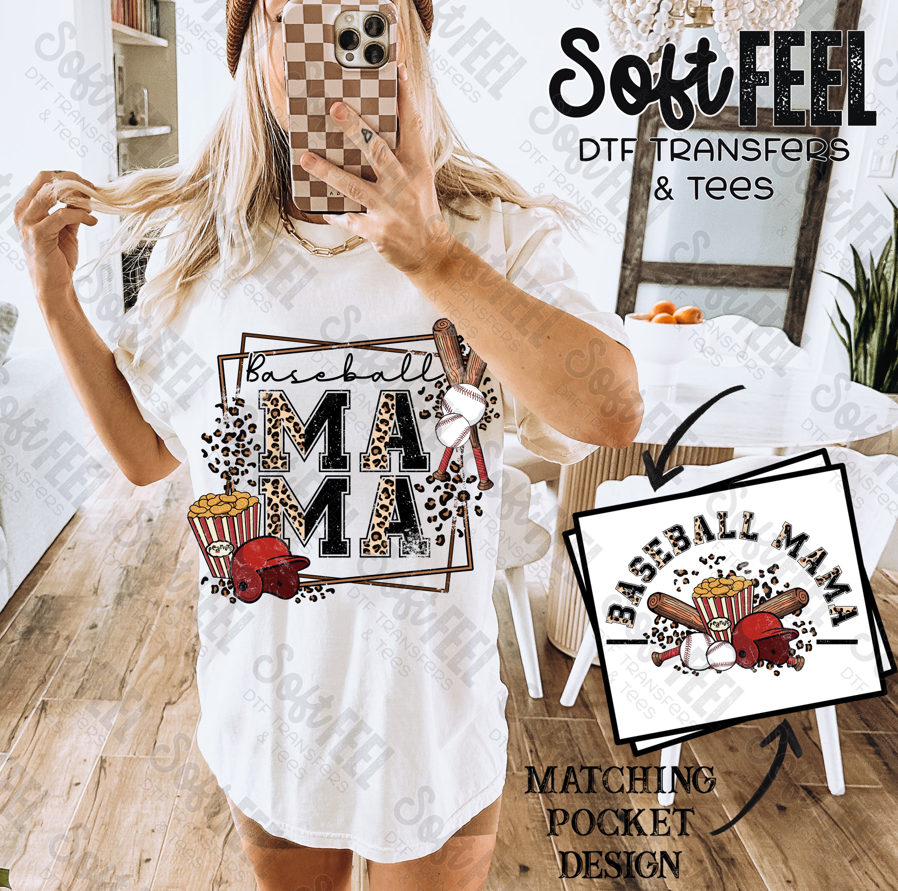 Baseball Mama Red - Sports / Women&#39;s - Direct To Film Transfer / DTF - Heat Press Clothing Transfer