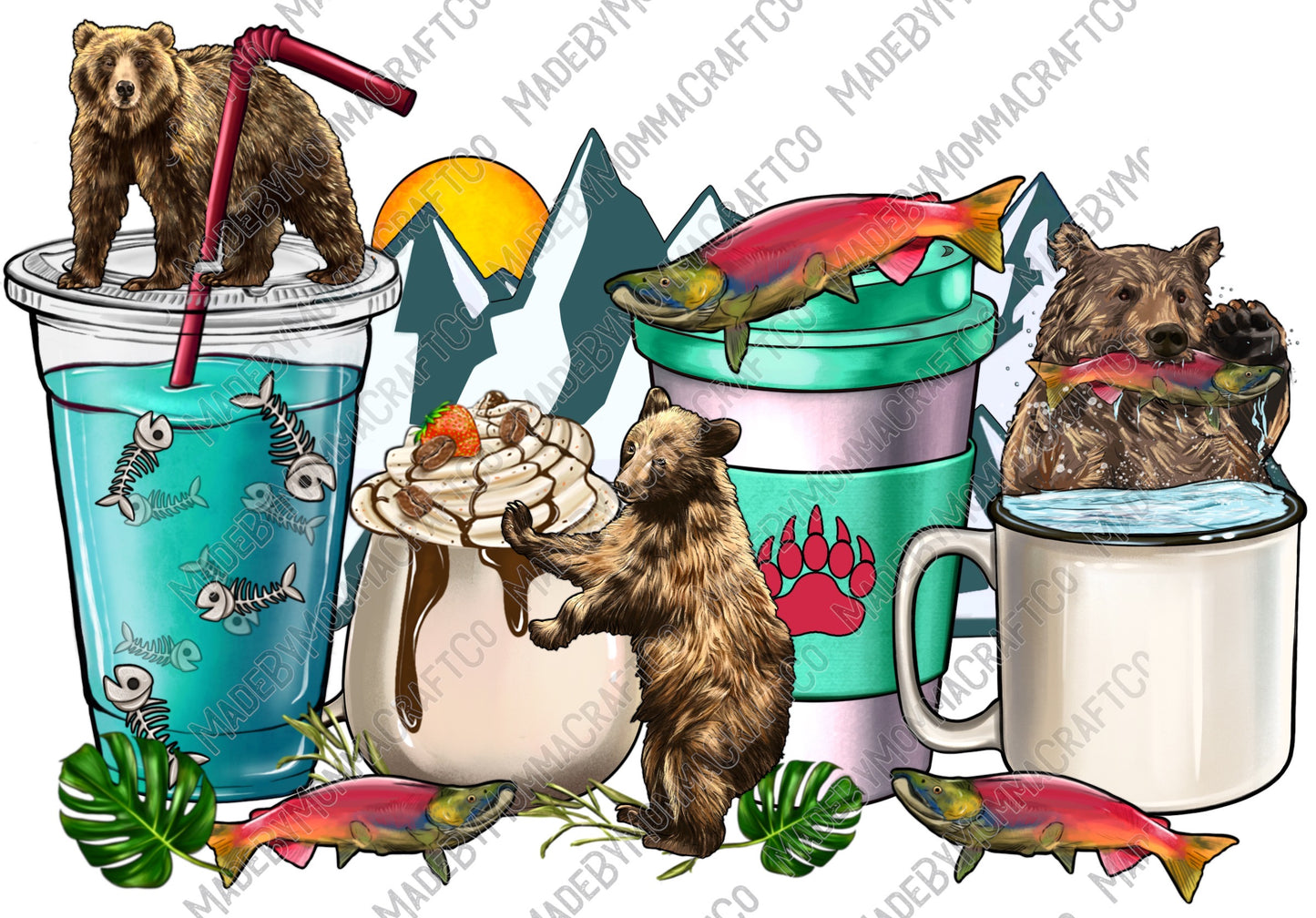 Bear Coffee Cup - Outdoors / Camping - Cheat Clear Waterslide™ or White Cast Sticker