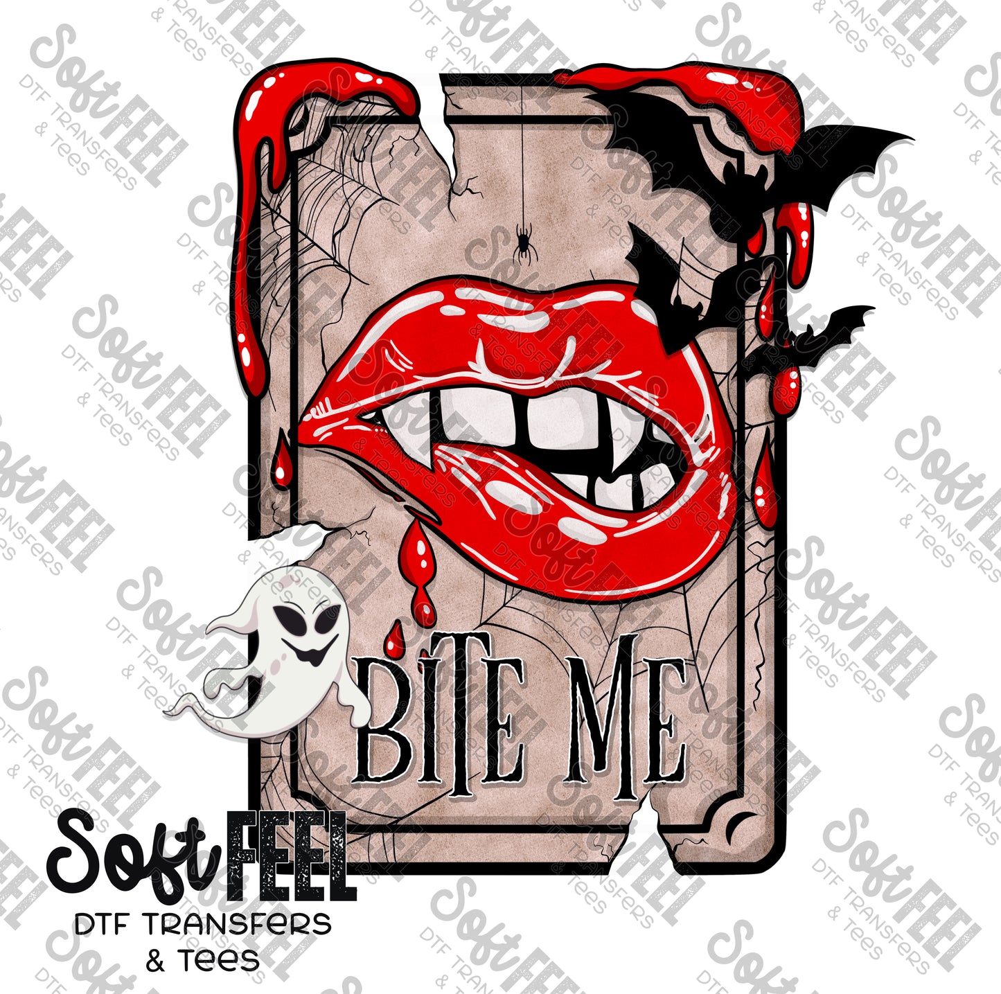 Bite Me Vampire Card - Halloween Horror - Direct To Film Transfer / DTF - Heat Press Clothing Transfer