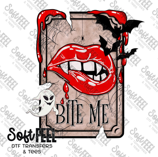 Bite Me Vampire Card - Halloween Horror - Direct To Film Transfer / DTF - Heat Press Clothing Transfer