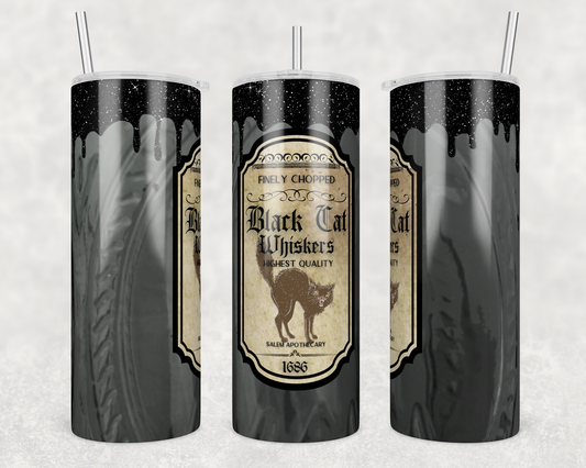 Black Cat Whiskers - Halloween - Sublimation or Waterslide Wrap - 20oz and 30oz