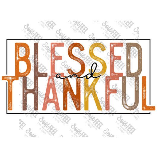 Blessed and Thankful - Christian / Fall - Direct To Film Transfer / DTF - Heat Press Clothing Transfe