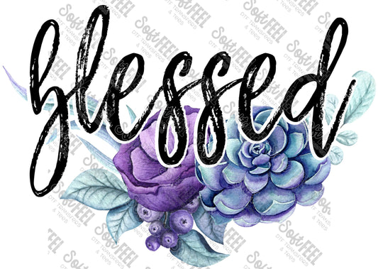 Blessed - Christian - Direct To Film Transfer / DTF - Heat Press Clothing Transfe