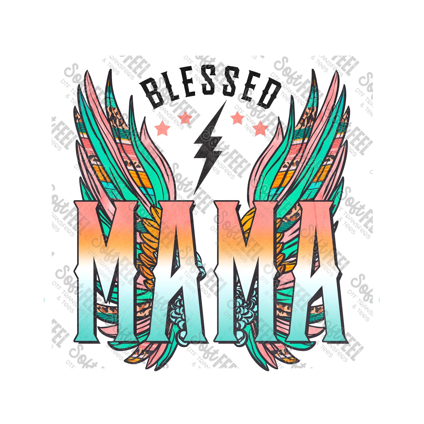 Blessed Mama - Women's - Direct To Film Transfer / DTF - Heat Press Clothing Transfe