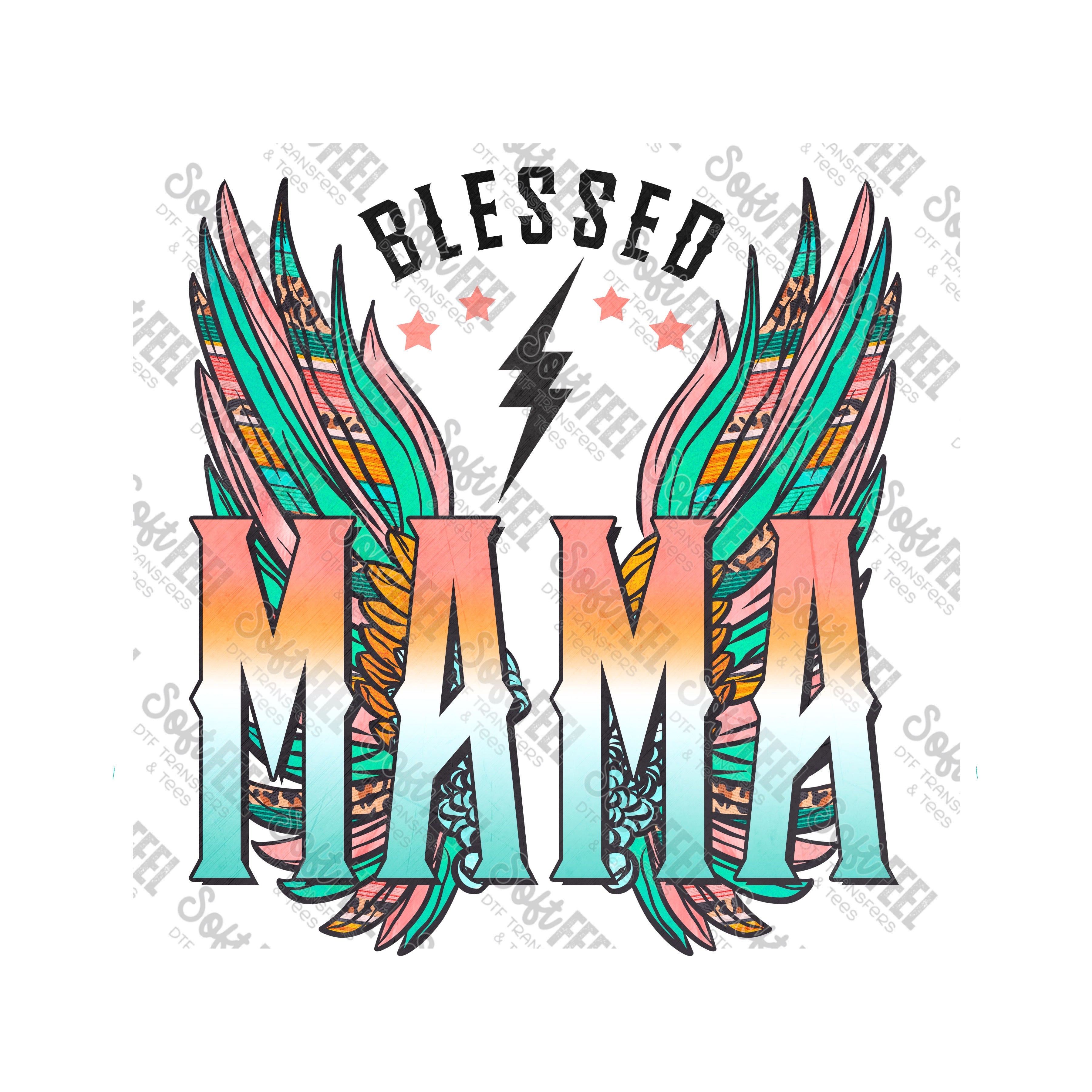 Blessed Mama - Women&#39;s - Direct To Film Transfer / DTF - Heat Press Clothing Transfe