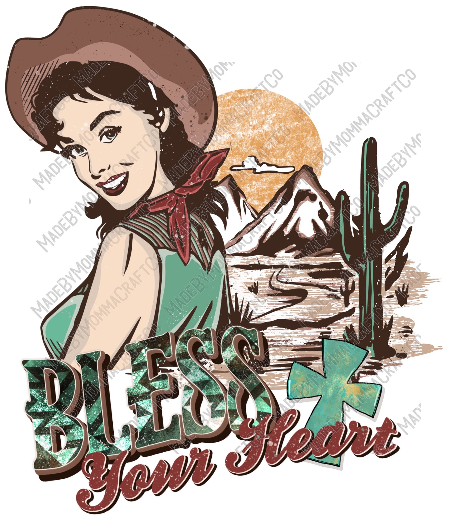 Bless Your Heart - Southern / Western - Cheat Clear Waterslide™ or White Cast Sticker