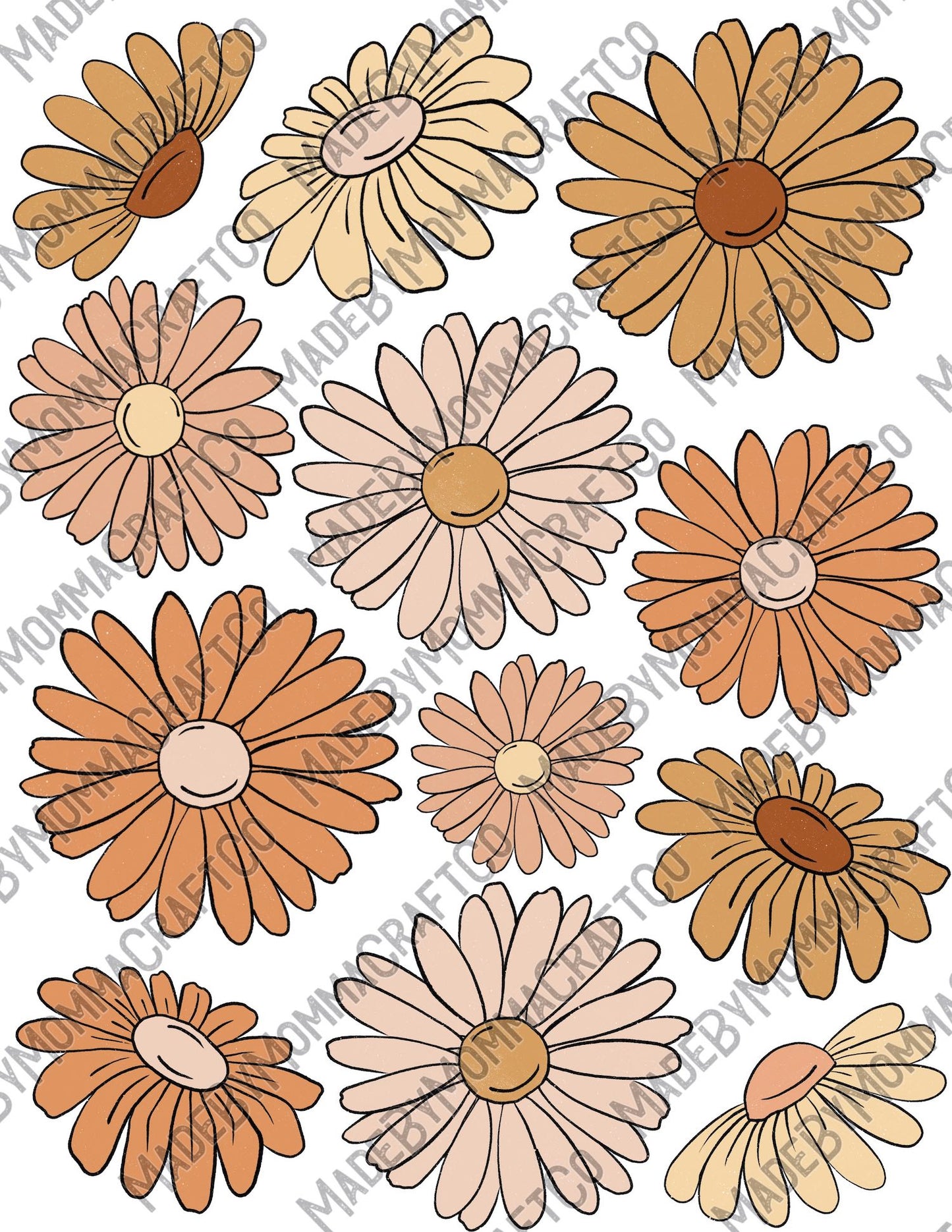 Boho Daisy Sheet - Cheat Clear Waterslide ™ or Sticker Themed Sheet  Elements Sheet