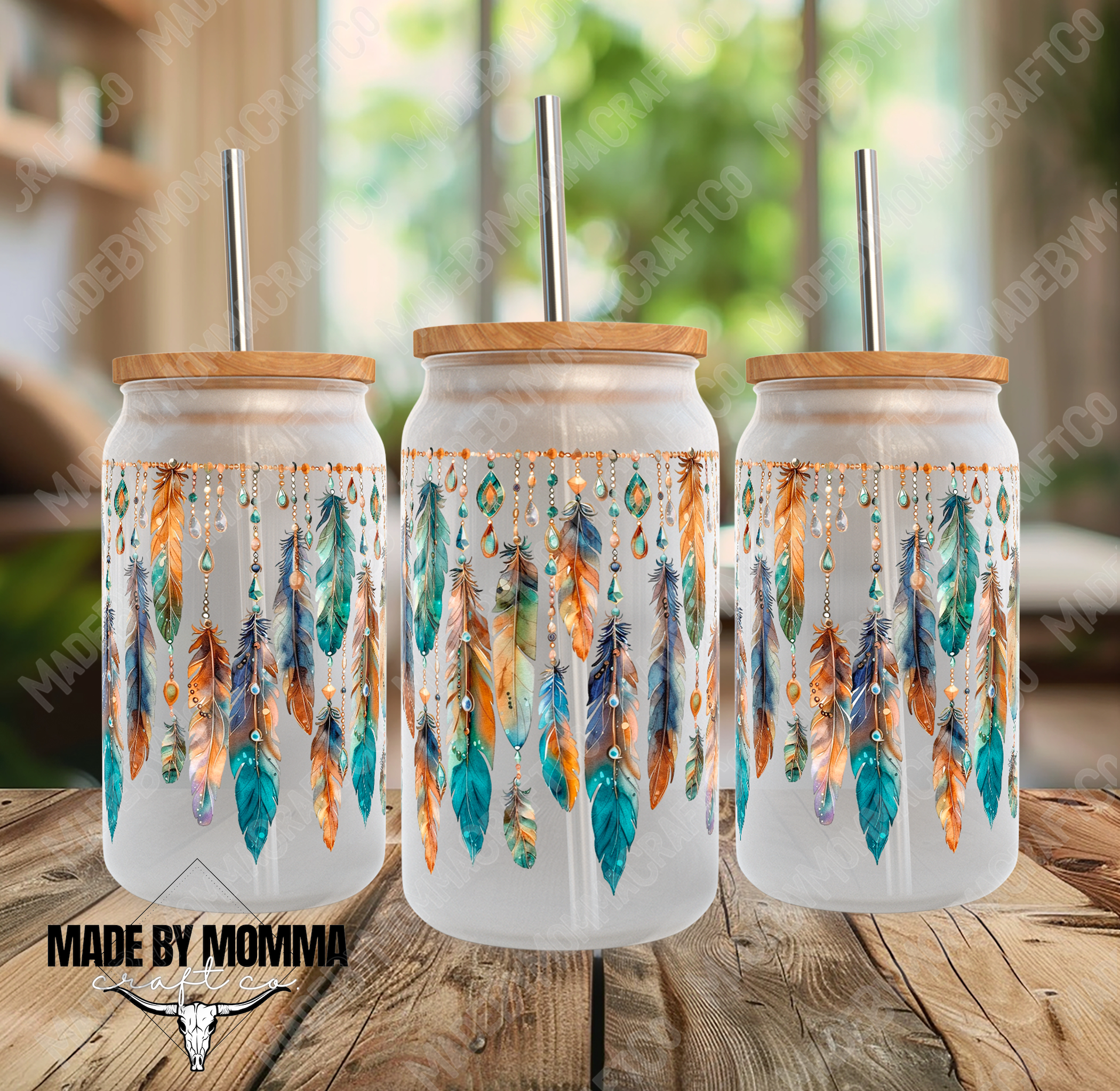 Boho Feathers 16oz UV DTF or Sublimation Wrap