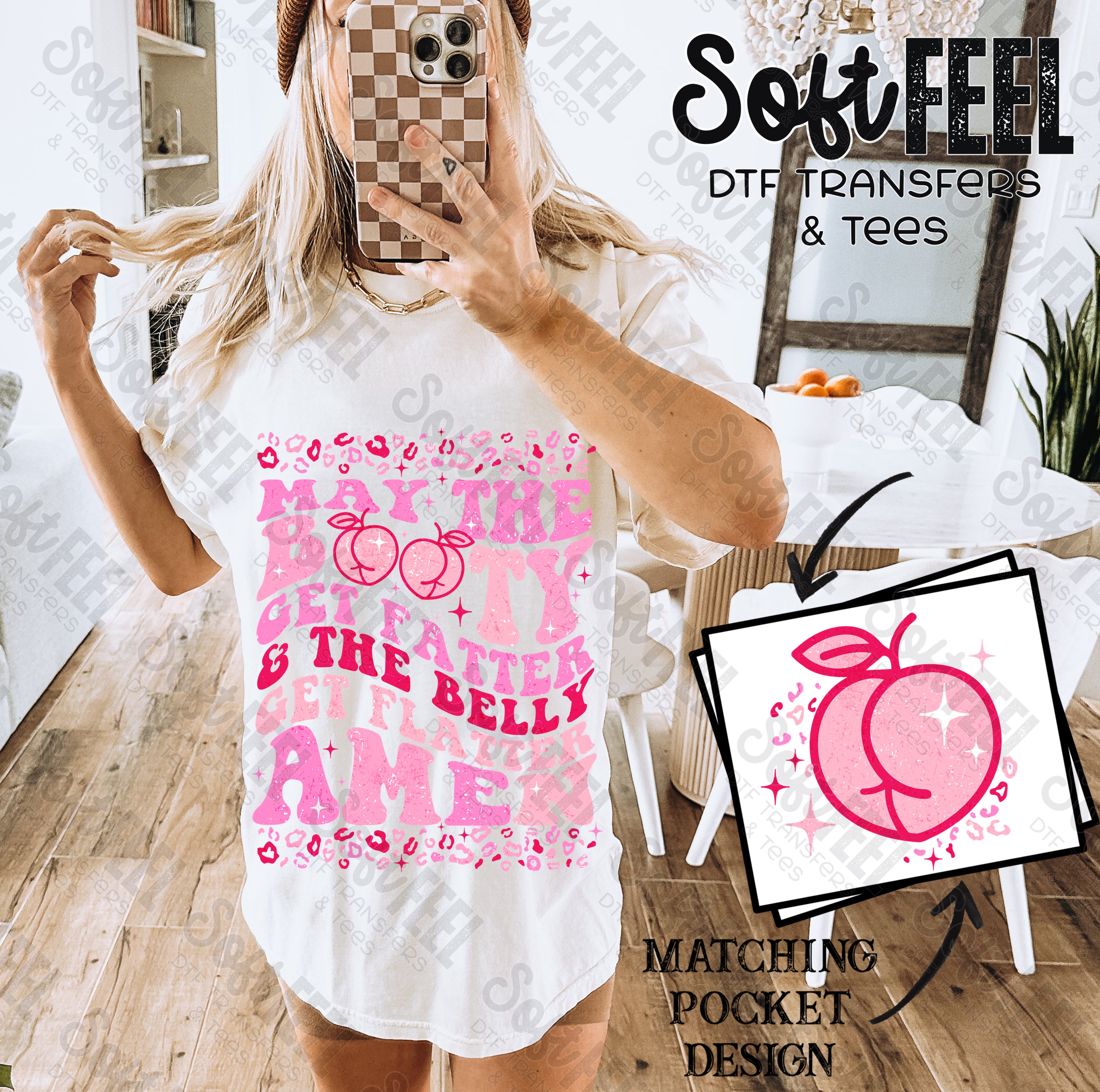 May The Booty Get Fatter and the Belly Get Flatter - Women&#39;s / Snarky Humor - Direct To Film Transfer / DTF - Heat Press Clothing Transfer
