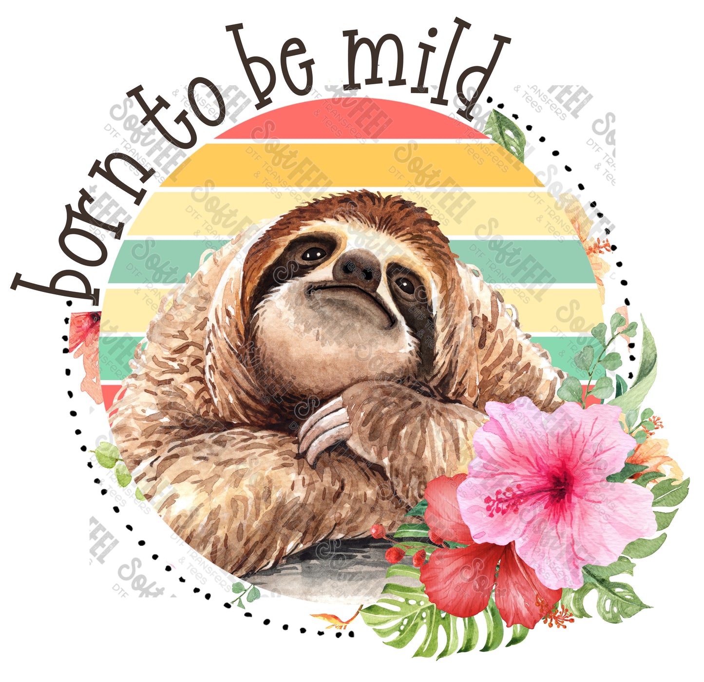 Born To Be Mild Sloth - Animals / Youth - Direct To Film Transfer / DTF - Heat Press Clothing Transfer