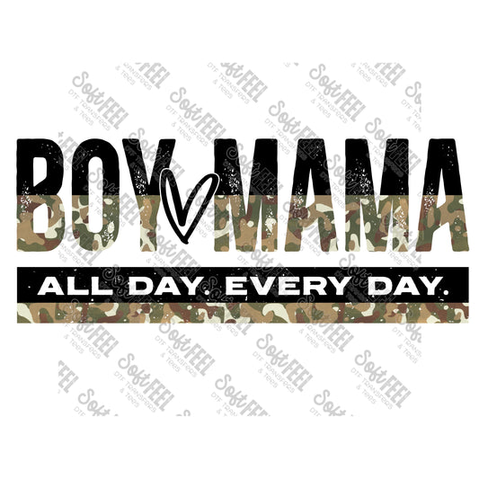 boy mama all day camo - Women's - Direct To Film Transfer / DTF - Heat Press Clothing Transfer