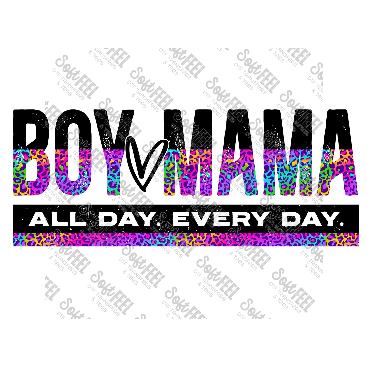 boy mama all day rainbow - Women's - Direct To Film Transfer / DTF - Heat Press Clothing Transfer