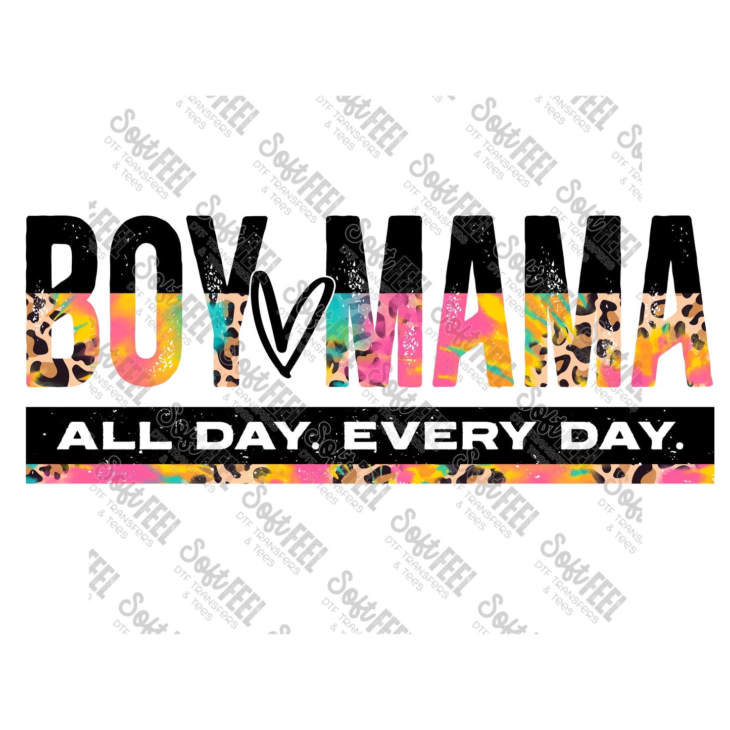 boy mama all day tie dye - Women's - Direct To Film Transfer / DTF - Heat Press Clothing Transfer