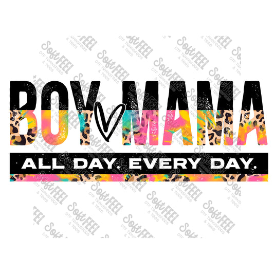 boy mama all day tie dye - Women's - Direct To Film Transfer / DTF - Heat Press Clothing Transfer