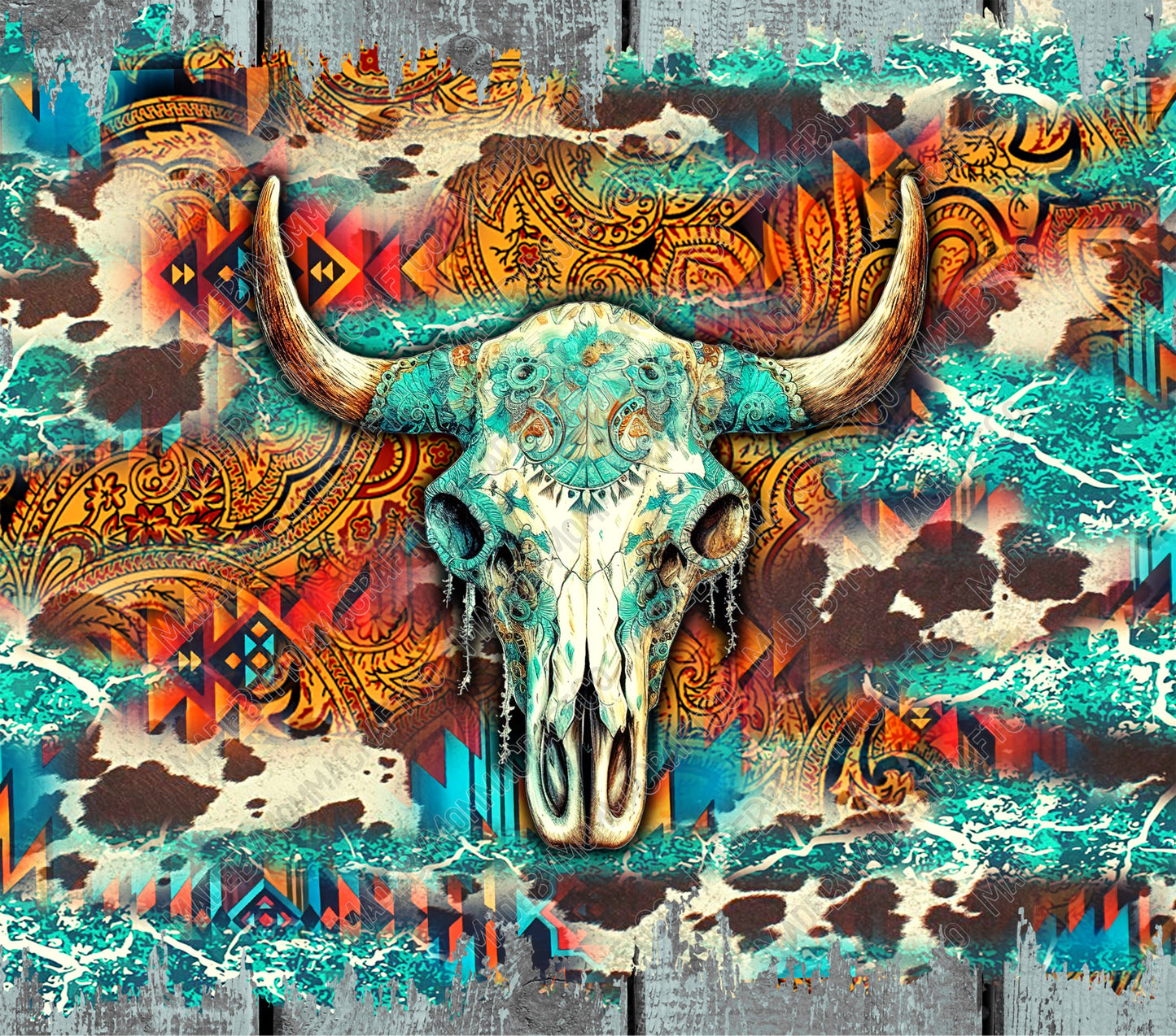 Bull Skull - Vinyl Or Waterslide Seamless Wrap