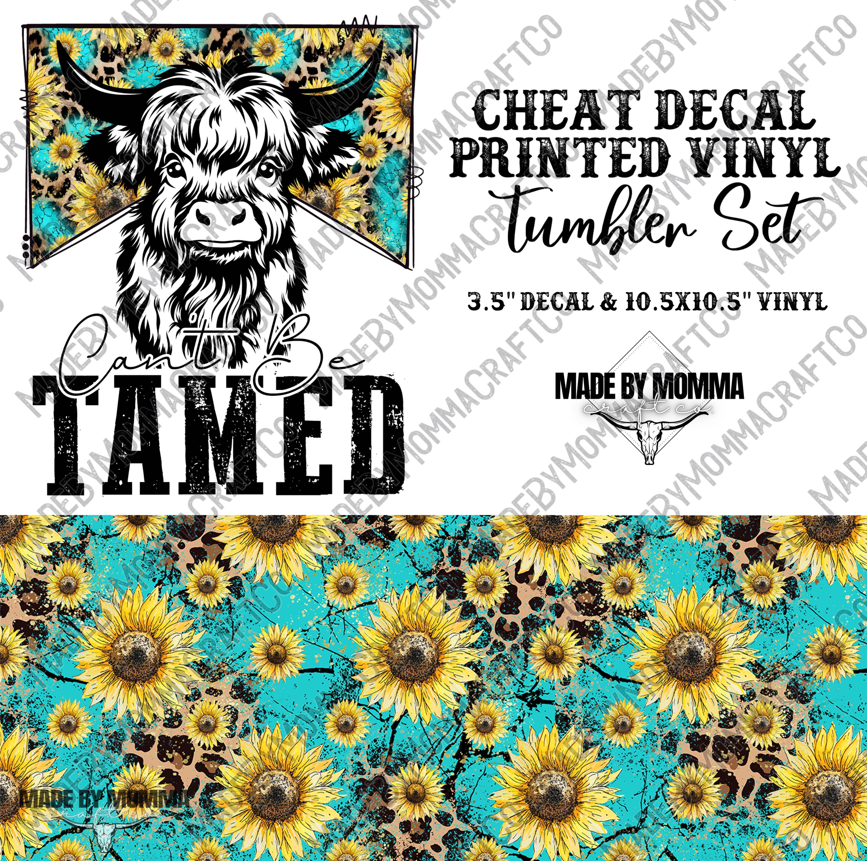 Can&#39;t Be Tamed Highland Cow - Vinyl &amp; Decal Tumbler Set