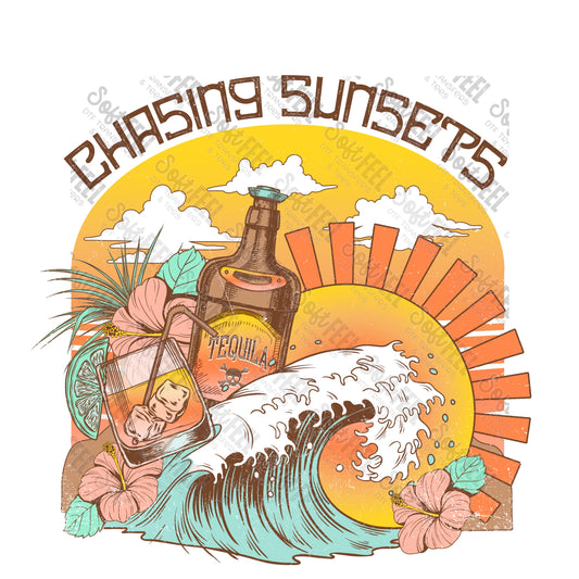 chasing sunsets vintage - Summer / Hippie / Gypsy - Direct To Film Transfer / DTF - Heat Press Clothing Transfer
