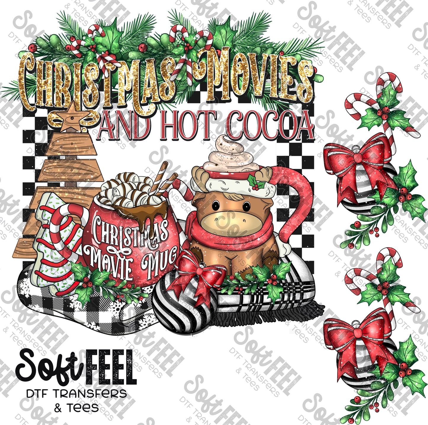 Christmas Movies and Hot Cocoa - Direct To Film Transfer / DTF - Heat Press Clothing Transfer