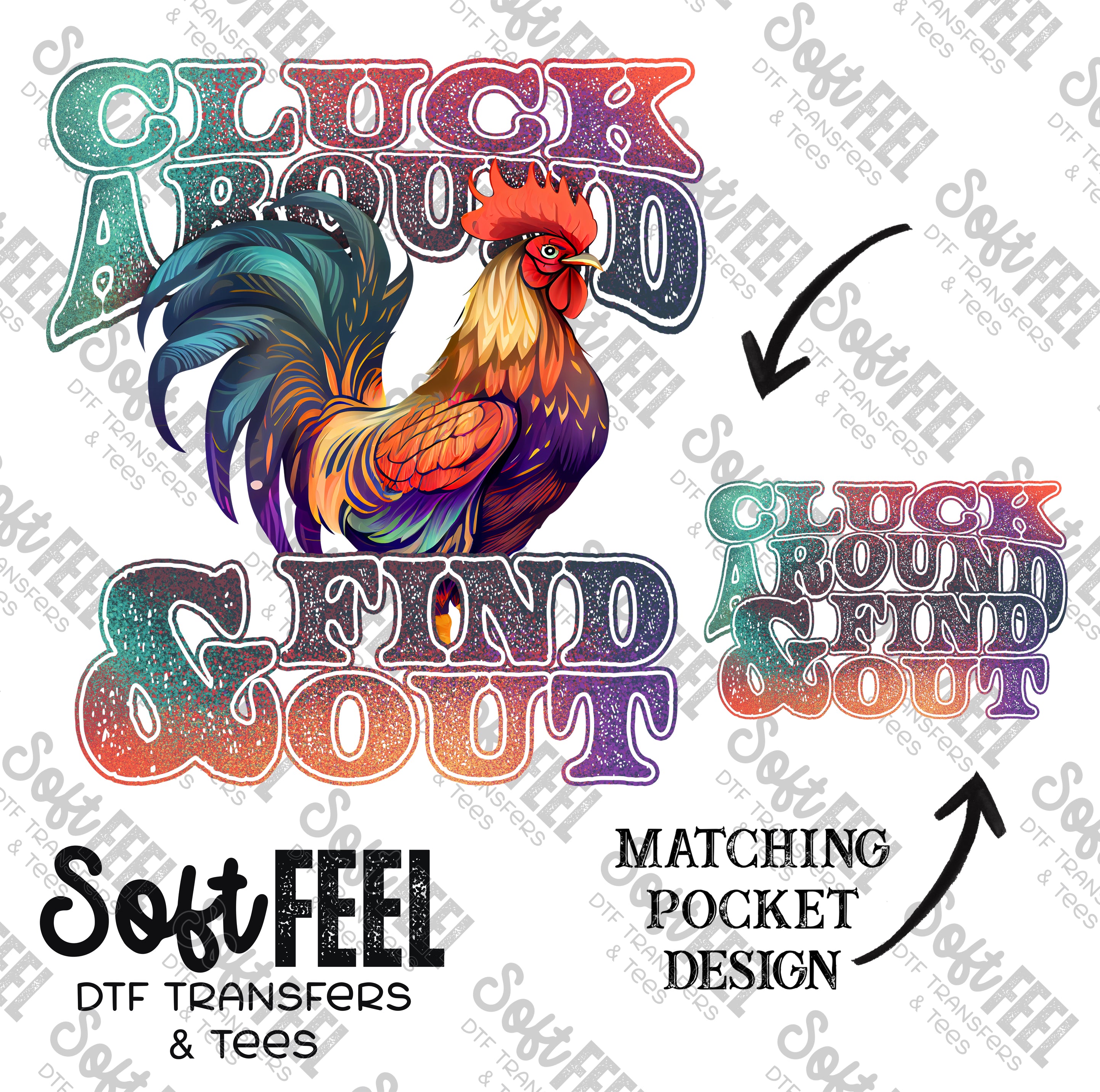Cluck Around &amp; Find Out Rooster - Country Western / Snarky Humor - Direct To Film Transfer / DTF - Heat Press Clothing Transfer