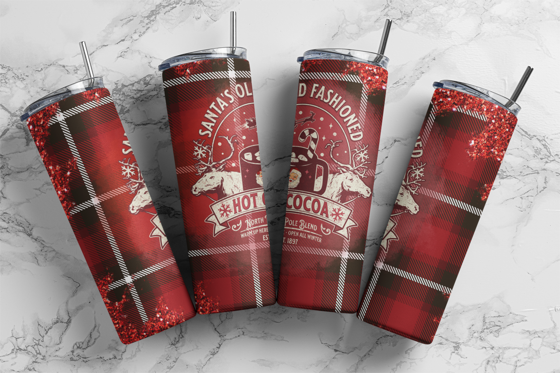 Santa&#39;s Old Fashioned Hot Cocoa - Sublimation or Waterslide Wrap - 20oz and 30oz