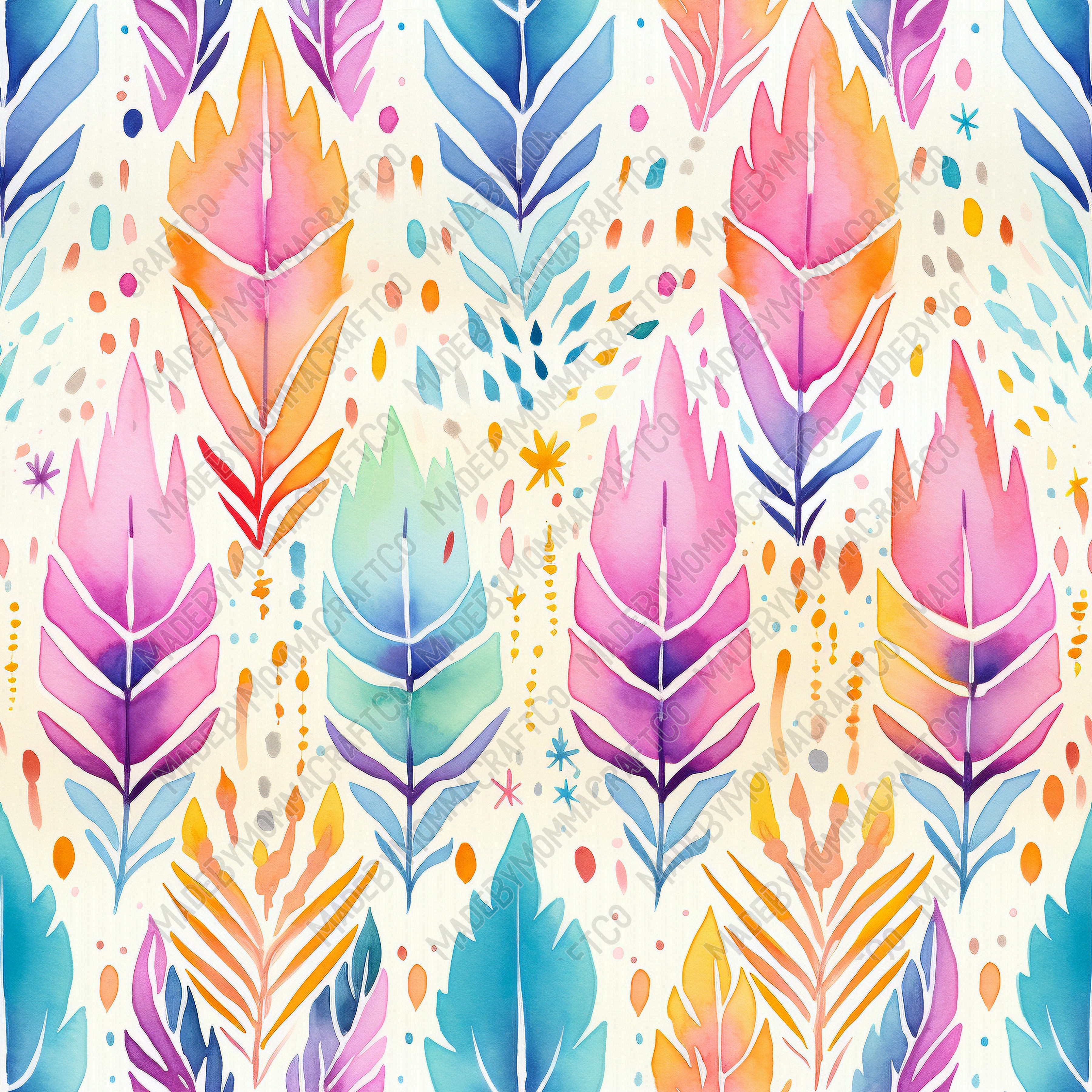 Colorful Feathers - Vinyl Or Waterslide Seamless Wrap