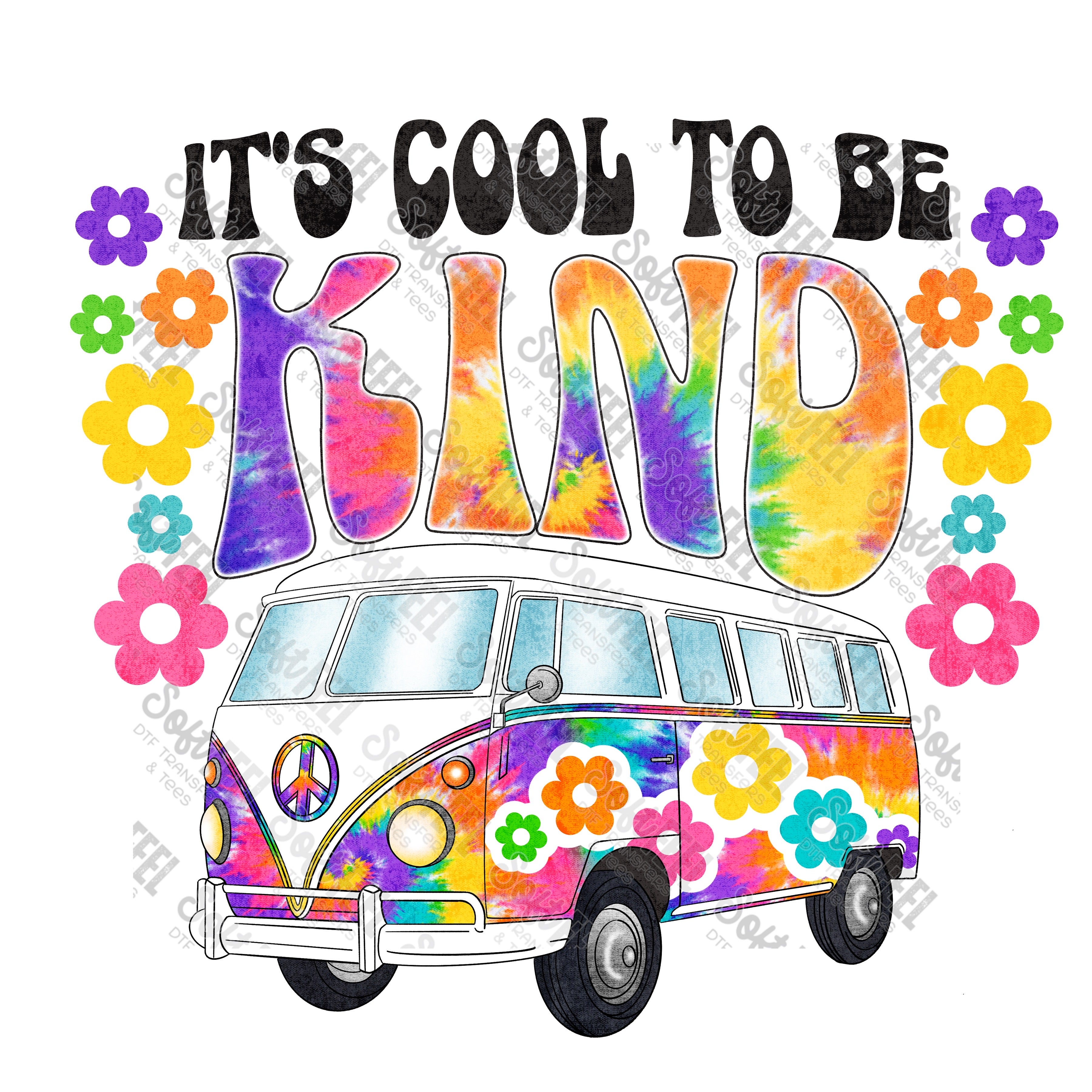 It&#39;s Cool To Be Kind - Hippie / Gypsy / Summer / Retro - Direct To Film Transfer / DTF - Heat Press Clothing Transfer