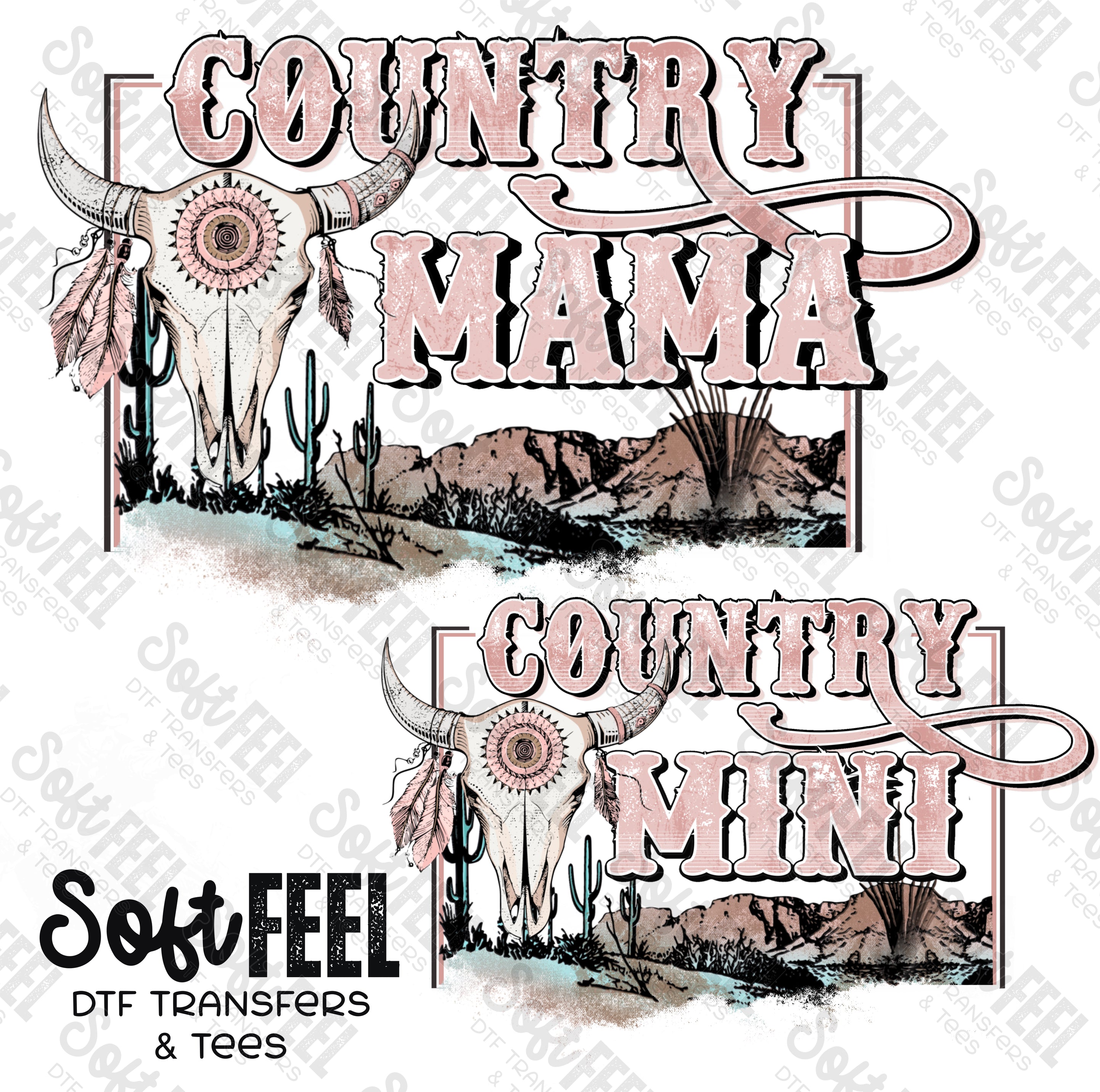 Mama Mini Country Western - Mama Mini Set / Youth / Women&#39;s - Direct To Film Transfer / DTF - Heat Press Clothing Transfer