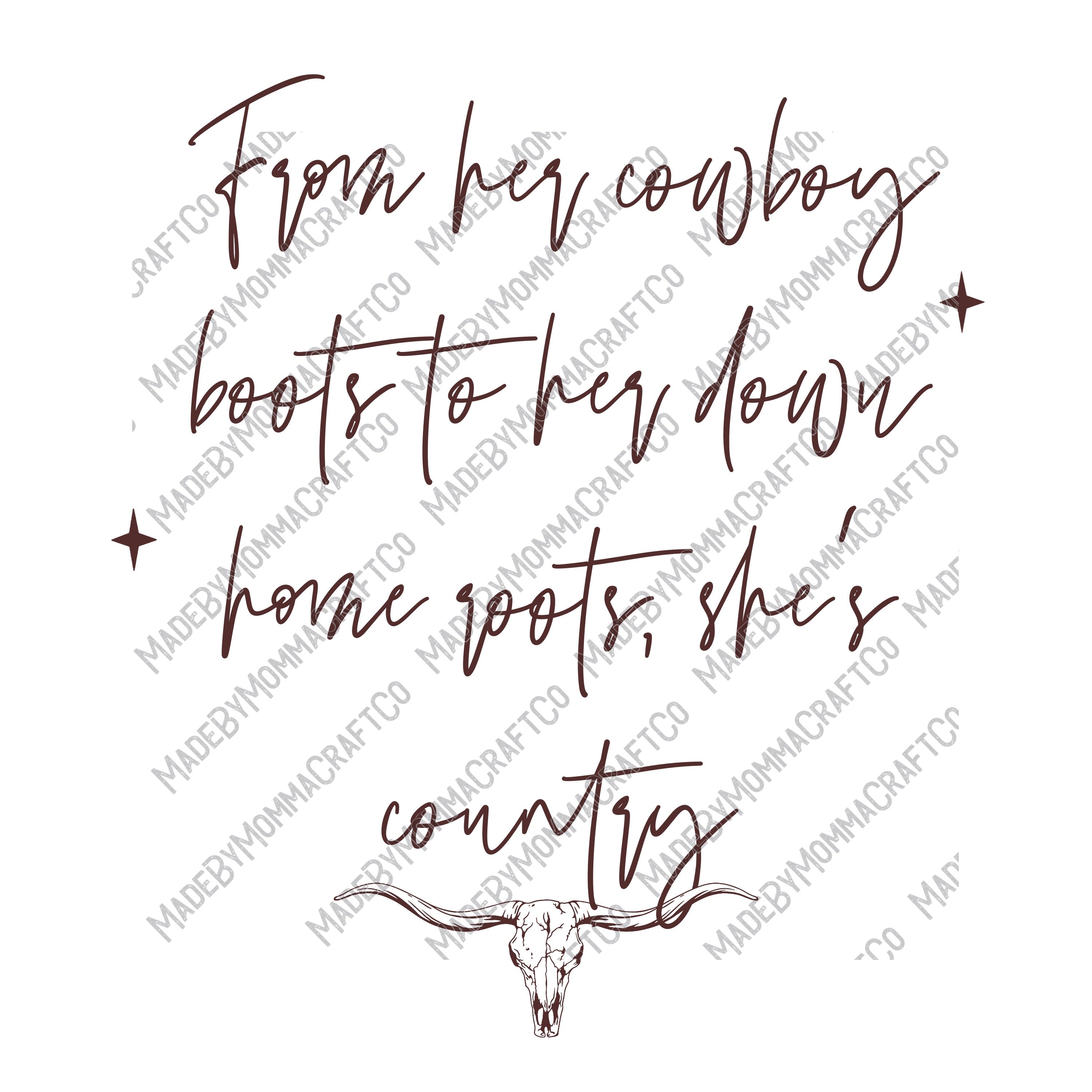 Cowboy Boots Down Home Roots She's Country - Country Western - Cheat Clear Waterslide™ or White Cast Sticker